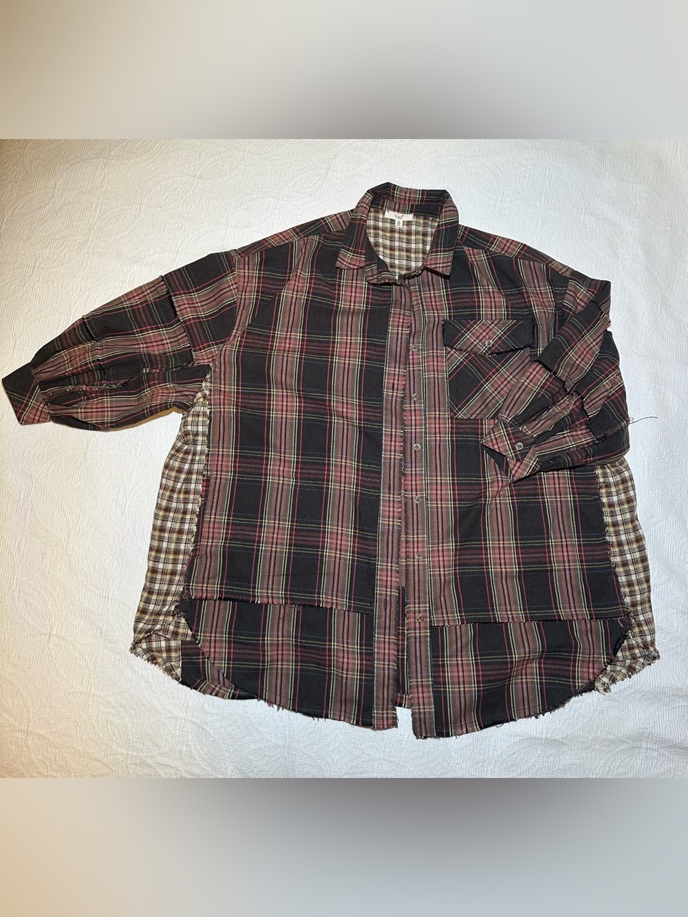 Easel Los Angeles Plaid Button-Up Shirt - Black & Burgundy